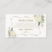 ホワイトクリーム花金ゴールド赤ちゃんシャワー本を持って来る エンクロージャーカード (正面)