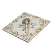 ホワイトクリーム&グリーンヘアーブラシおもしろいバスルーム タイル (側面)