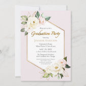 ホワイトクリーム&ダスティピンクフローラ卒業パーティー 招待状 (正面)