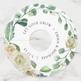 ホワイトクリーム ヴィンテージ 水彩 フラワー ワイングラスタグ