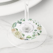 ホワイトクリーム ヴィンテージ 水彩 フラワー ワイングラスタグ (クローズアップ)