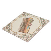 ホワイトクリーム&金ゴールドヘアコームおもしろいサロンバスルーム タイル (側面)