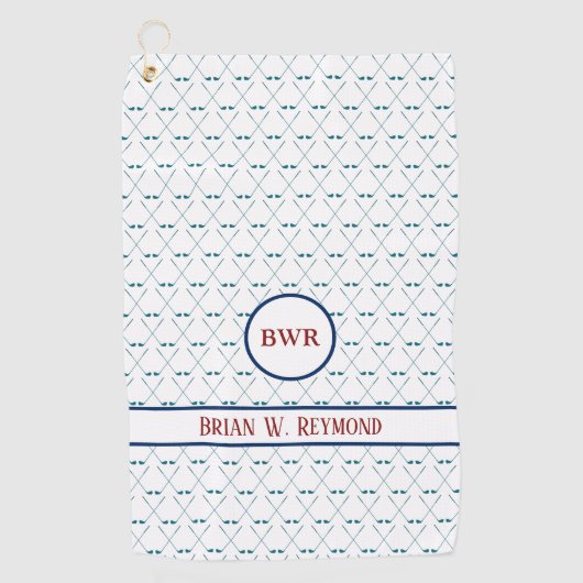 ホワイトクリーンにプレイヤー名を付けたゴルフク澄んラブ ゴルフタオル (正面)