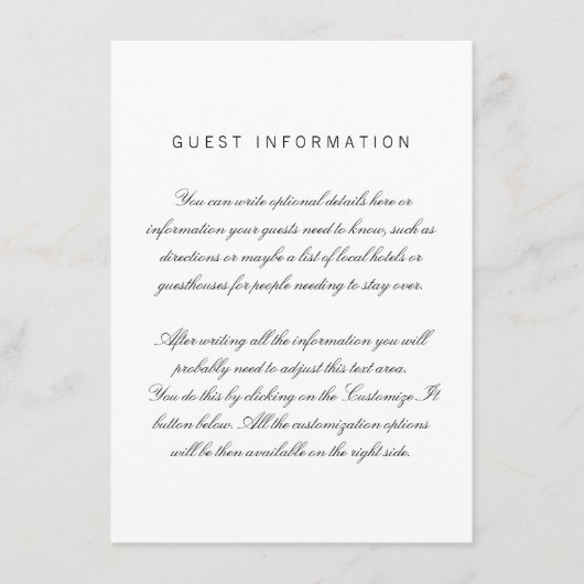 ホワイトクリーンエレガントな結婚式の挿入カード エンクロージャーカード (正面)