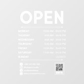 ホワイトクリーン実用的な開館時間Qrコード ウィンドウサイン (シート)