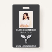 ホワイトクリーン詳細なカドゥーセウス医療写真ID バッジ (正面)