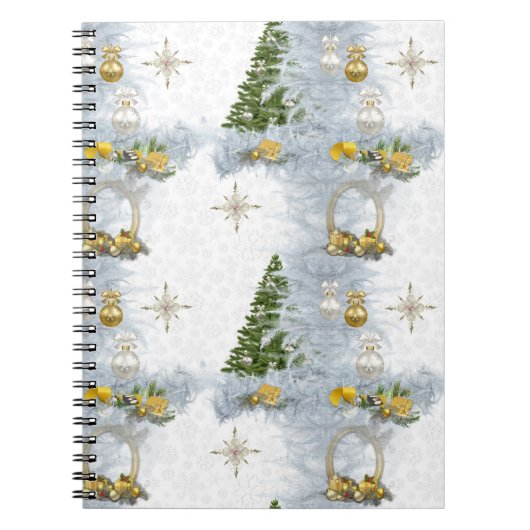 ホワイトクリ結婚スマスのリピートデザイン ノートブック (正面)