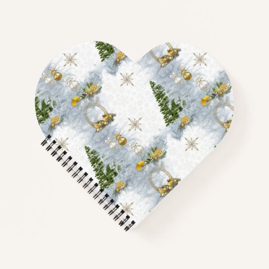 ホワイトクリ結婚スマスのリピートデザイン ノートブック (正面)