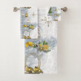 ホワイトクリ結婚スマスのリピートデザイン バスタオルセット