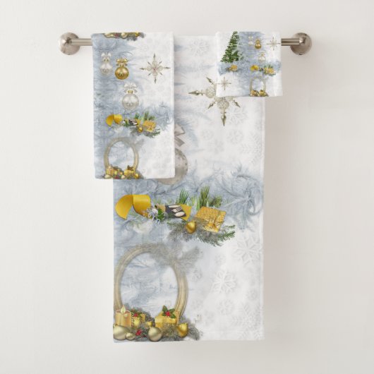 ホワイトクリ結婚スマスのリピートデザイン バスタオルセット (インサイチュ)