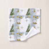 ホワイトクリ結婚スマスのリピートデザイン バスタオルセット (ウォッシュタオル)