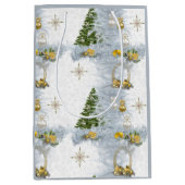 ホワイトクリ結婚スマスのリピートデザイン ミディアムペーパーバッグ (正面)