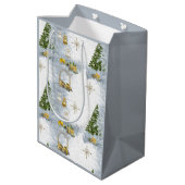 ホワイトクリ結婚スマスのリピートデザイン ミディアムペーパーバッグ (裏面アングル)