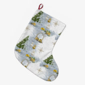 ホワイトクリ結婚スマスのリピートデザイン ラージクリスマスストッキング (正面 (吊り時))