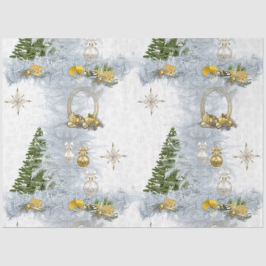 ホワイトクリ結婚スマスのリピートデザイン 薄葉紙 (正面)