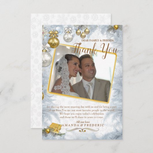 ホワイトクリ結婚スマスサンキューカード 出欠カード (正面/裏面)