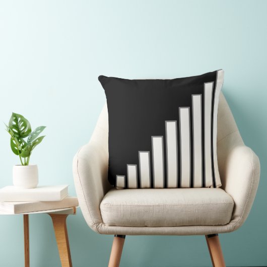 ホワイトクレセントストライプのバーオンブラック クッション (椅子)