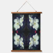 ホワイトクレマチスフラワーペア抽象芸術 吊り下げ型タペストリー (正面)