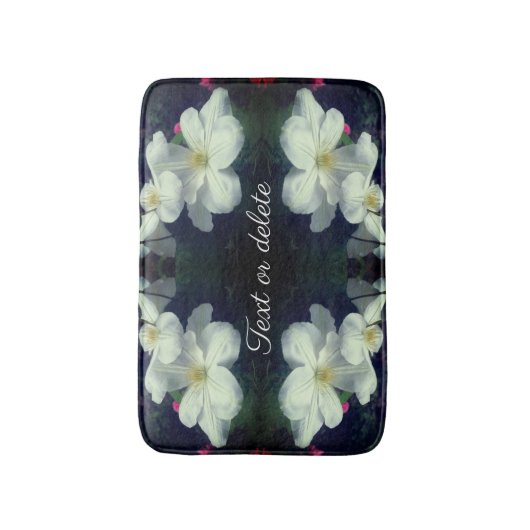 ホワイトクレマティスフラワーペアパーソナライズされた抽象芸術 バスマット (正面縦)