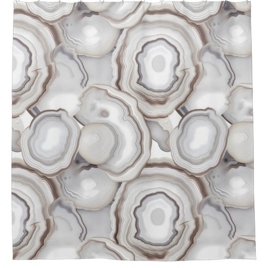 ホワイトクレームニュートラルアゲートストーン シャワーカーテン (正面)