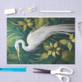 ホワイトクレーン植物性デザイン,トロピカルエレガント的 薄葉紙 (クラフト)