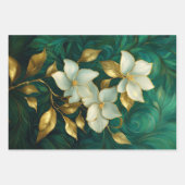 ホワイトクレーン&ガーデニシアココナッツグローブ ラッピングペーパーシート (正面3)