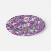 ホワイトクロキュース春花花柄パープル ペーパープレート (アングル)