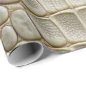 ホワイトクロコダレアリゲータースキンフェイクレザープリント ラッピングペーパー (ロールコーナー)