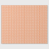 ホワイトクロシェ編みレース模様のオレンジ色の皮 ラッピングペーパー (フラット)