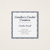 ホワイトクロシェ編みレース模様の名刺を持つ海軍 (正面)