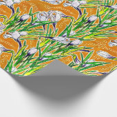 ホワイトクロシズガーデンフラワーズボタニカルフローラアート ラッピングペーパー (角)