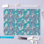 ホワイトクロシズガーデンフラワーズボタニックフローラティール(緑がかった色) 薄葉紙 (クラフト)