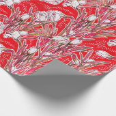 ホワイトクロシズガーデンフラワーズボタニックレッド ラッピングペーパー (角)