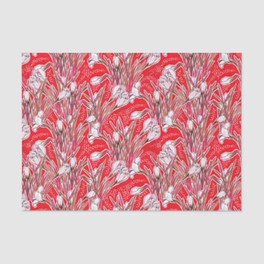 ホワイトクロシズガーデンフラワーズボタニックレッド 薄葉紙 (正面)