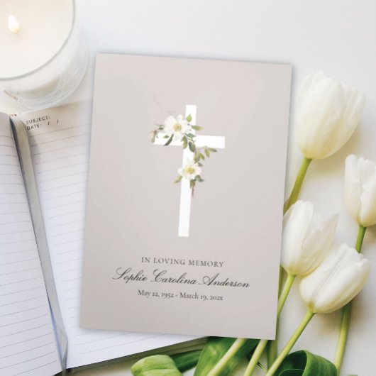 ホワイトクロスお祝い・オブ・ライフ 三つ折り招待状