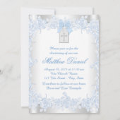 ホワイトクロスエレガントベビーブルーフォト《キリスト教》洗礼式や命名式 招待状 (裏面)