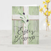 ホワイトクロスオリーブ枝イースター恵み カード (黄色い花)