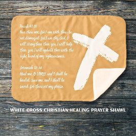 ホワイトクロスクリスチャンヒーリング祈りの言葉ショール シェルパブランケット