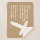 ホワイトクロスクリスチャンヒーリング祈りの言葉ショール シェルパブランケット (正面)