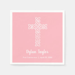 ホワイトクロスピンク第1聖餐式 スタンダードカクテルナプキン
