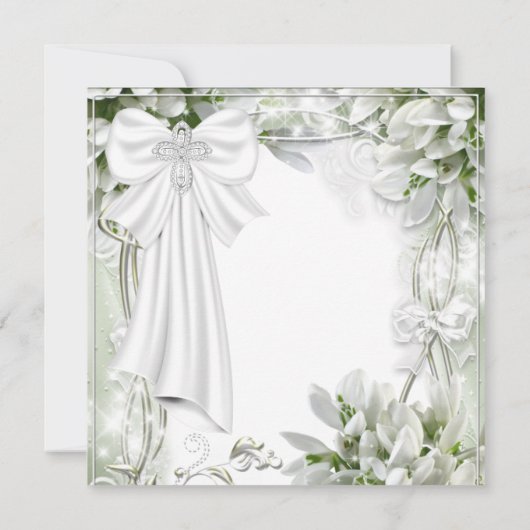 ホワイトクロスフローラファーストコミュニオン 招待状 (裏面)