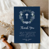 ホワイトクロスブルーフローラバプテスマサンキューカード 招待状
