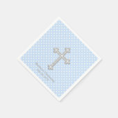 ホワイトクロスブルー《キリスト教》洗礼式や命名式 スタンダードカクテルナプキン (角)