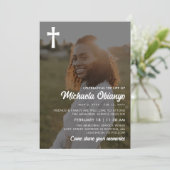 ホワイトクロス祝フォトの人生 招待状 (スタンド正面)