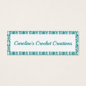 ホワイトクロチェットレース模様の名刺を持つティール(緑がかった色) (正面)