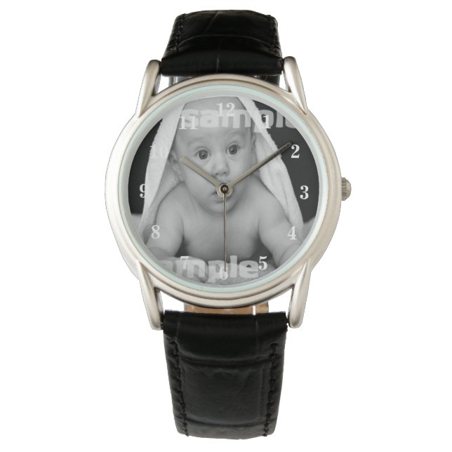 ホワイトクロックパーソナライズされた顔写真One Of A Kind 腕時計 (正面)