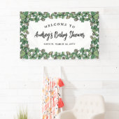 ホワイトクローバー男女兼用ベビーシャワーへようこそ 横断幕 (インサイチュ)