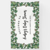 ホワイトクローバー男女兼用ベビーシャワーへようこそ 横断幕 (縦)