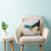 ホワイトクールターコイズマーブルストーン金ゴールド クッション (椅子)