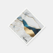ホワイトクールターコイズマーブルストーン金ゴールド スタンダードカクテルナプキン (角)